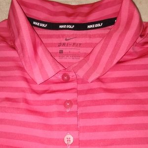 Nike Golf Dry-fit Top Pink Striped Large Sleeveless 💕 Excellent
